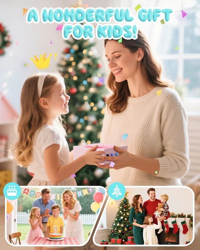 Alt view image 7 of 7 - Kids Camera Instant Print, 1080P Camera with 32GB Card, Blue Includes 3 Print Paper, 2.0" Screen Digital Camera, 10X Zoom, Birthday for Boys & Girls Ages 3-12