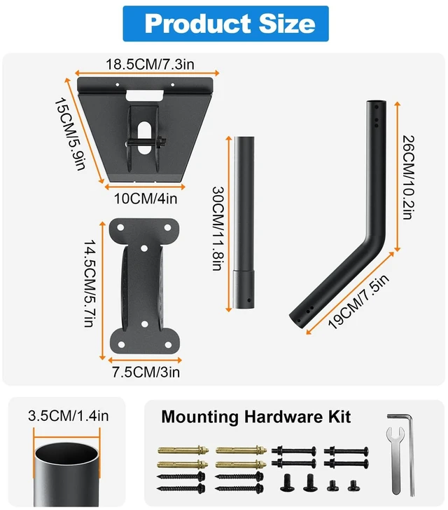 Alt view image 7 of 7 - Starlink Mount for Standard 4/4X/Gen 3, All Metal with Extension Adjust Angle Starlink Roof Mount, Starlink Wall Mount Compatible with Starlink Standard Gen 3/V3/4/4X, BlackVC-Z1118