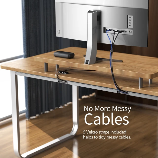 Alt view image 4 of 7 - 2 Pack 15.7in Under Desk Cable Management, 2 Pack Safe Tidy Cable Management Under Desks for Home Office, Cord Organizer for Desk, Wire Organizer Kit, Grey