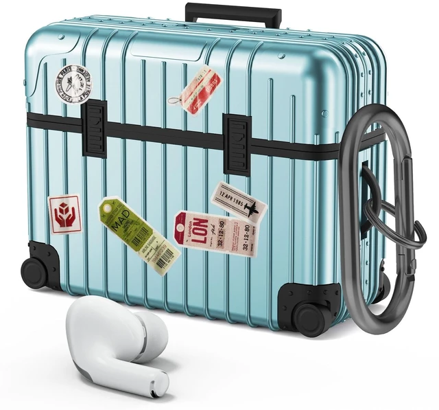 Main image of AirPods Pro 2 Case Cover, Funny Suitcase Design Case for Airpods Pro 2nd Generation/1st Generation (2023/2022/2019), Cute Fashion Protective Hard Case for Women Men with Keychain, Mint Green