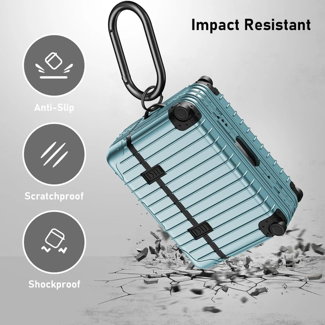 Alt view image 3 of 7 - AirPods Pro 2 Case Cover, Funny Suitcase Design Case for Airpods Pro 2nd Generation/1st Generation (2023/2022/2019), Cute Fashion Protective Hard Case for Women Men with Keychain, Mint Green