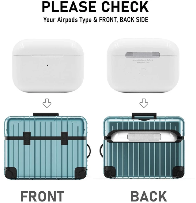 Alt view image 5 of 7 - AirPods Pro 2 Case Cover, Funny Suitcase Design Case for Airpods Pro 2nd Generation/1st Generation (2023/2022/2019), Cute Fashion Protective Hard Case for Women Men with Keychain, Mint Green