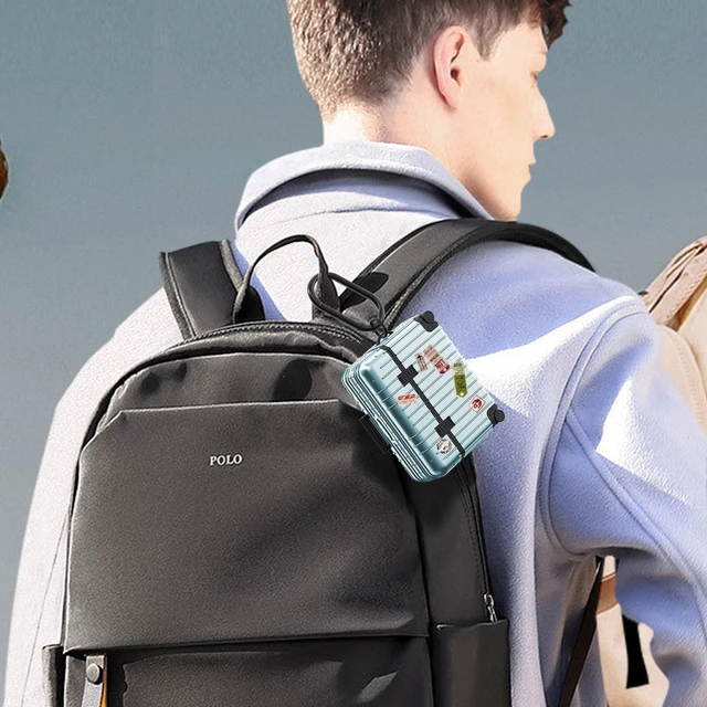 Alt view image 7 of 7 - AirPods Pro 2 Case Cover, Funny Suitcase Design Case for Airpods Pro 2nd Generation/1st Generation (2023/2022/2019), Cute Fashion Protective Hard Case for Women Men with Keychain, Mint Green