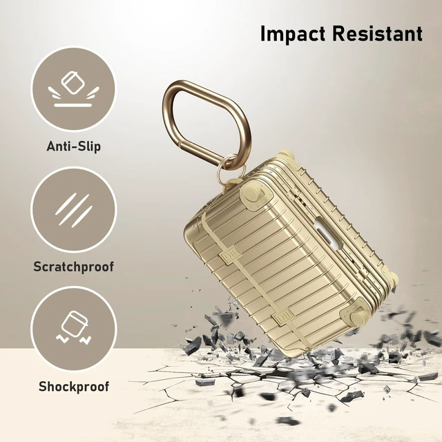 Alt view image 4 of 7 - Compatible with AirPods Pro 2nd/1st Generation Case Cover, Cute Funny Suitcase Design Case for Airpods Pro 2nd/1st Gen, Fashion Protective Hard Case for Women Men with Keychain