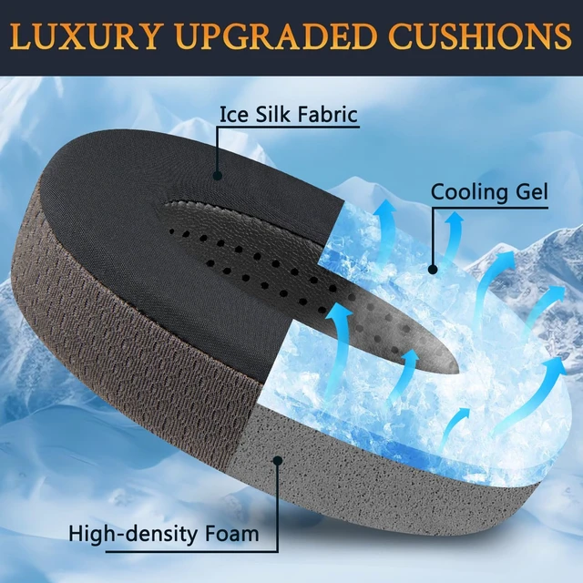 Alt view image 3 of 5 - Cooling-Gel Earpads Cushions Replacement for Sennheiser HD650, HD660 S, HD660S2, HD600, HD6XX, HD58X, HD580, HD565, HD545, HD535 Headphones, Ear Pads with Ice Silk Fabric - Light Coffee