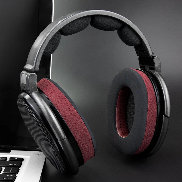 Alt view image 3 of 7 - Cooling-Gel Earpads Cushions Replacement for Sennheiser HD650, HD660 S, HD660S2, HD600, HD6XX, HD58X, HD580, HD565, HD545, HD535 Headphones, Ear Pads with Ice Silk Fabric - Burgundy