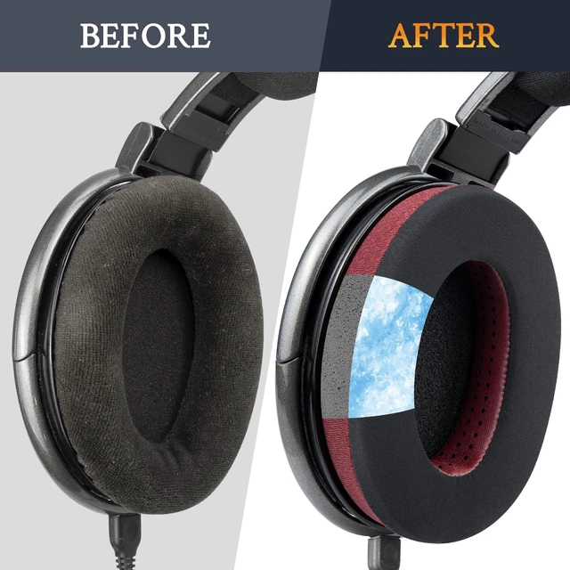 Alt view image 5 of 7 - Cooling-Gel Earpads Cushions Replacement for Sennheiser HD650, HD660 S, HD660S2, HD600, HD6XX, HD58X, HD580, HD565, HD545, HD535 Headphones, Ear Pads with Ice Silk Fabric - Burgundy