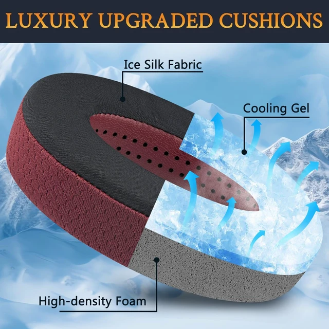 Alt view image 4 of 7 - Cooling-Gel Earpads Cushions Replacement for Sennheiser HD650, HD660 S, HD660S2, HD600, HD6XX, HD58X, HD580, HD565, HD545, HD535 Headphones, Ear Pads with Ice Silk Fabric - Burgundy
