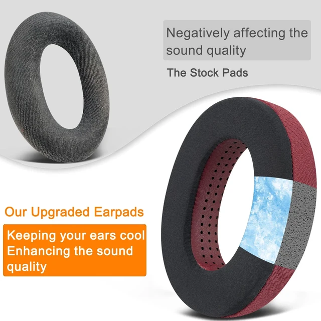 Alt view image 6 of 7 - Cooling-Gel Earpads Cushions Replacement for Sennheiser HD650, HD660 S, HD660S2, HD600, HD6XX, HD58X, HD580, HD565, HD545, HD535 Headphones, Ear Pads with Ice Silk Fabric - Burgundy