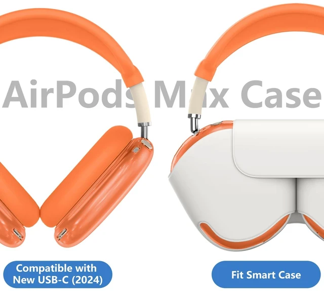Alt view image 5 of 7 - for AirPods Max 2 & AirPods Max Case Cover, Orange Ear Pad Case Cover/Ear Cups Cover/Headband Cover for Apple AirPods Max 2&1, Clear TPU Transparent and Silicone Accessories