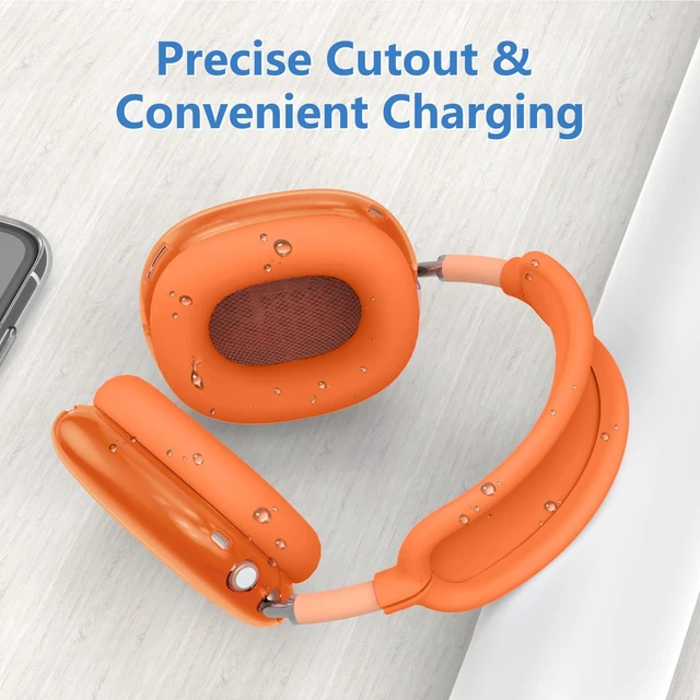 Alt view image 7 of 7 - for AirPods Max 2 & AirPods Max Case Cover, Orange Ear Pad Case Cover/Ear Cups Cover/Headband Cover for Apple AirPods Max 2&1, Clear TPU Transparent and Silicone Accessories