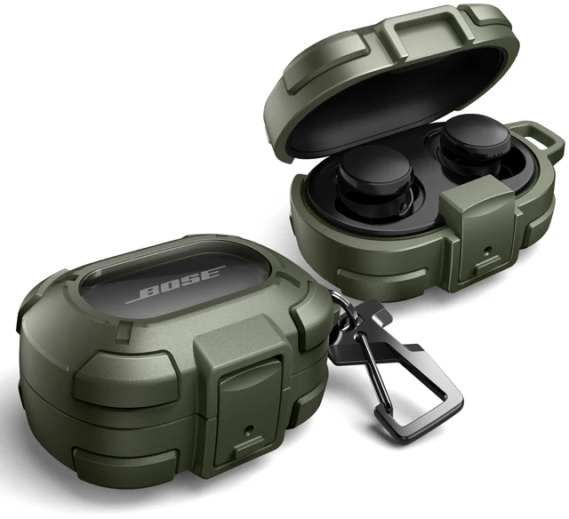 Main image of for Bose QuietComfort Earbuds Protective Case with Drop-Proof Lock, Shockproof Rugged Bumper Cover with Carabiner & Keyring for Bose QuietComfort Earbuds 2024 GreenCharger not Included