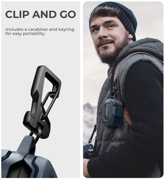 Alt view image 5 of 7 - for Bose QuietComfort Earbuds Protective Case with Drop-Proof Lock, Shockproof Rugged Bumper Cover with Carabiner & Keyring for Bose QuietComfort Earbuds 2024 BlueCharger not Included
