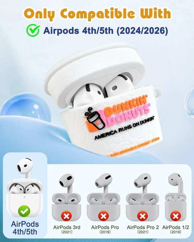 Alt view image 2 of 6 - for AirPods 5th/4th Case, Cute 3D Cartoon Silicone Cover, Funny Cup Shock-Absorbing Protection, Secure Keychain, Cleaner Kit Included, Soft-Touch Finish, Easy Carry for Women, Girls and Teens