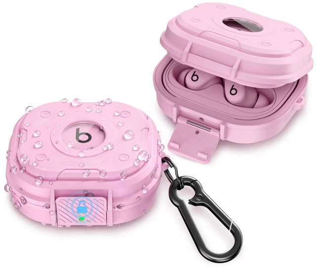 Main image of for Beats Powerbeats Fit Case Cover with Lock, Heavy Duty Full Coverage Hard Shell Protector, Secure Locking Latch, IPX5 Water-resistant, Power Pink (Not for the Beats Fit Pro 2021)