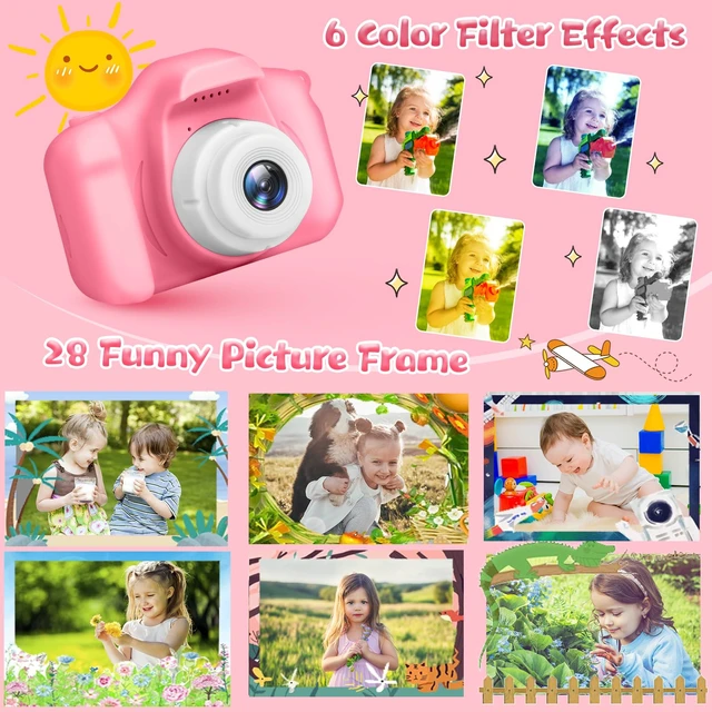 Alt view image 4 of 7 - Kids Camera for Boys and Girls, Digital Camera for Kids, Toddler Camera Christmas Birthday Toy Gifts for Kids Age 3 4 5 6 7 8 9 10 with 32GB SD Card, Video Recorder 1080P HD(Pink)