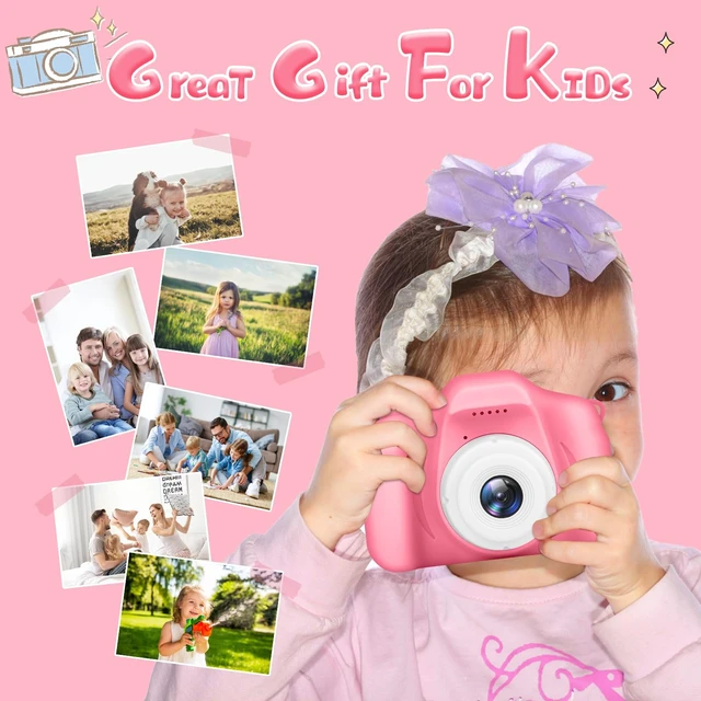 Alt view image 6 of 7 - Kids Camera for Boys and Girls, Digital Camera for Kids, Toddler Camera Christmas Birthday Toy Gifts for Kids Age 3 4 5 6 7 8 9 10 with 32GB SD Card, Video Recorder 1080P HD(Pink)