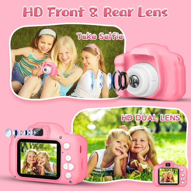 Alt view image 5 of 7 - Kids Camera for Boys and Girls, Digital Camera for Kids, Toddler Camera Christmas Birthday Toy Gifts for Kids Age 3 4 5 6 7 8 9 10 with 32GB SD Card, Video Recorder 1080P HD(Pink)