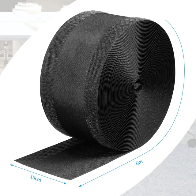 Alt view image 2 of 7 - Carpet Cord Cover Floor Cable Protector, 5.9 Inch X 20 Feet, Black Hook Loop Adhesive Design, Carpet Wire Cover, Floor Cable Management, Prevents Tripping, for Office Carpet Organized Protect