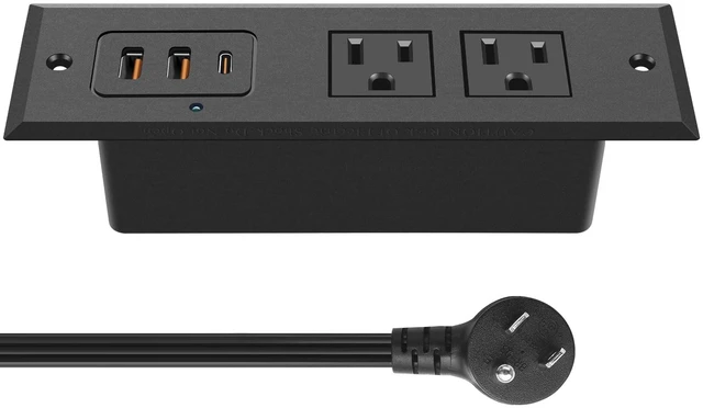 Main image of Recessed Power Strip with 45 W USB C Port, Fast Charging USB A Port Desk Outlet, Furniture Hidden Charging Station for Side Table, End Table, with 6 FT 45 Degree Flat Plug Extension Cord