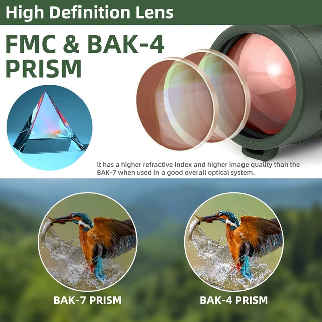 Alt view image 4 of 7 - Monocular Telescope 40X60 High Power - Adult - BAK4 Prism with Phone Adapter, Tripod & Hand Strap. Great for Bird Watching, Travel & Concerts