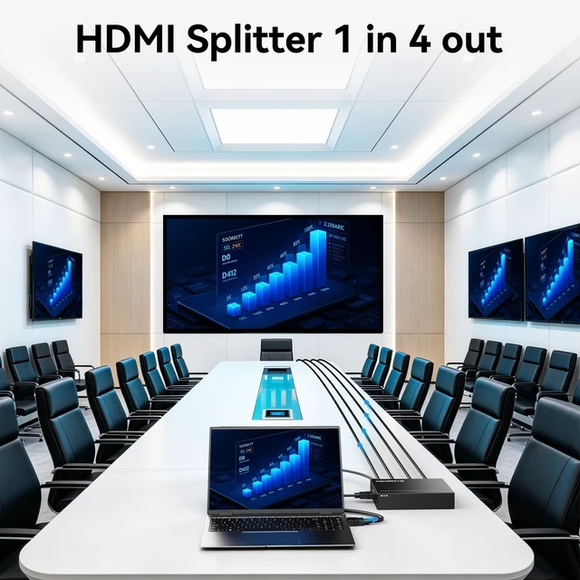 Alt view image 2 of 7 - 4K@60Hz HDMI 2.0 Splitter 1 in 4 Out, Mirror Only Not Extended Display, HDMI 2.0 Splitter, Support HDMI2.0, HDCP2.2, Auto Downscaling, Deep Color Mode at up to 36 bits, CEC