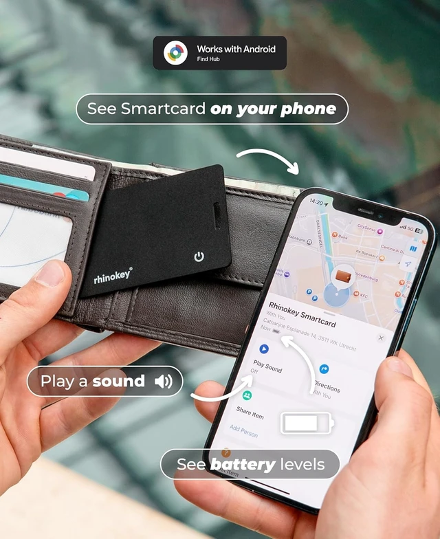 Alt view image 3 of 7 - ® Wallet Tracker Card Android Works with Google Find Hub 1.8mm IP68 Rechargeable Bluetooth Tracking card with Left-Behind Alerts Key Chain Hole for Luggage Tags Passport Best Card for travel