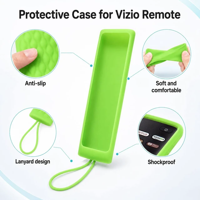 Alt view image 4 of 7 - 2 Pack Remote for Vizio Smart TV Remote with Protective Cover (Green) Universal Remote Control for Vizio TV Remote Compatible for VIZIO All LED LCD HD 4K UHD HDR Smart TV