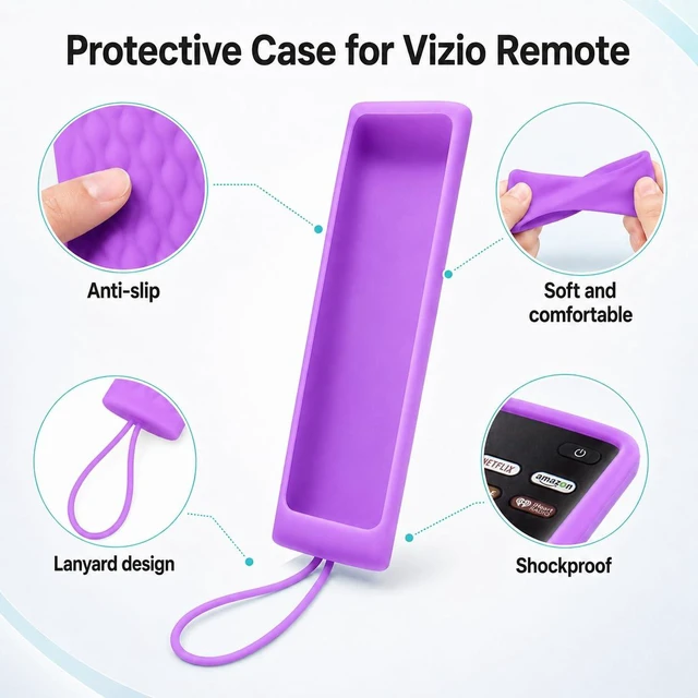 Alt view image 4 of 7 - 2 Pack Replacement for Vizio Smart TV Remote with Protective Cover (Purple) Universal Remote Control for Vizio TV Remote Compatible for VIZIO All LED LCD HD 4K UHD HDR Smart TV