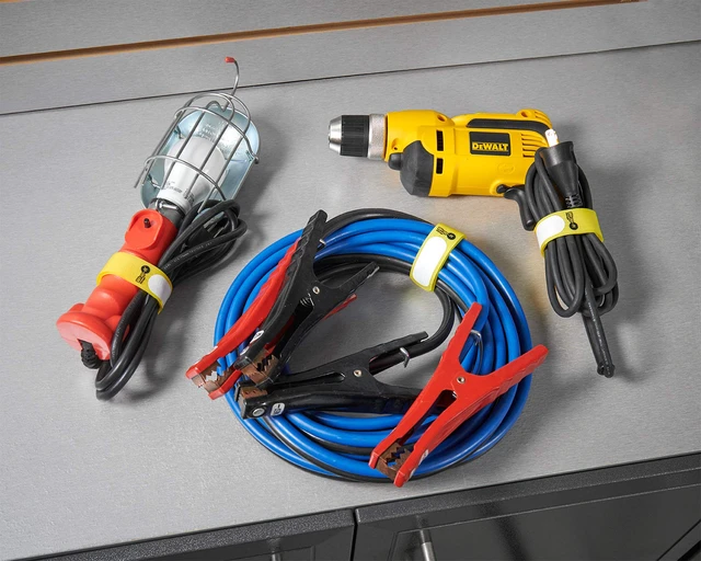 Alt view image 4 of 7 - Cinch-Straps, 12-in (16-Pack) Black Hook and Loop Strap with Write on Label for Easy Cord Identification and Cable Management