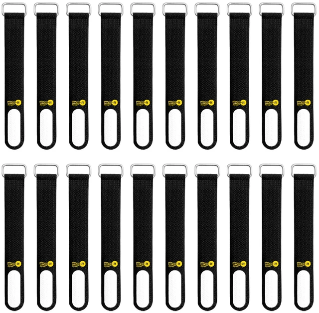 Main image of Cinch-Straps, 5-in (20-Pack) Black Hook and Loop Strap with Write on Label for Easy Cord Identification and Cable Management