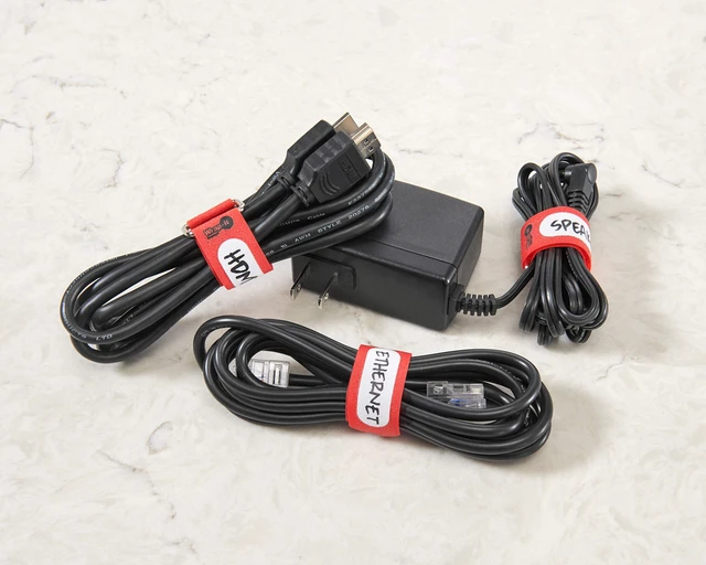 Alt view image 4 of 6 - Cinch-Straps, 5-in (20-Pack) Black Hook and Loop Strap with Write on Label for Easy Cord Identification and Cable Management