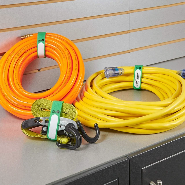 Alt view image 2 of 7 - Cinch-Straps, 18" 12 Pack (Green) Features Buckle and Write on Label for Easy Cord Identification and Cable Management, Reusable Securing Cinch Straps