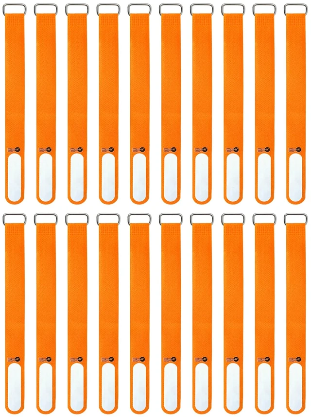 Main image of Cinch-Straps - 8" 18-Pack (Orange) Features Buckle and Label for Cord Identification, Reusable Multi-Purpose Securing Cable Straps, Cord Wrap, Cord Organizers