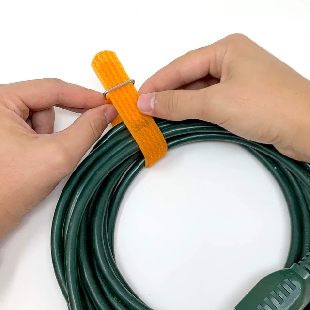 Alt view image 7 of 7 - Cinch-Straps, 12" 16 Pack (Yellow) Features Metal Buckle and Label for Cord Identification, Reusable Multi-Purpose Cable Straps, Cord Wrap, Cord Organizers