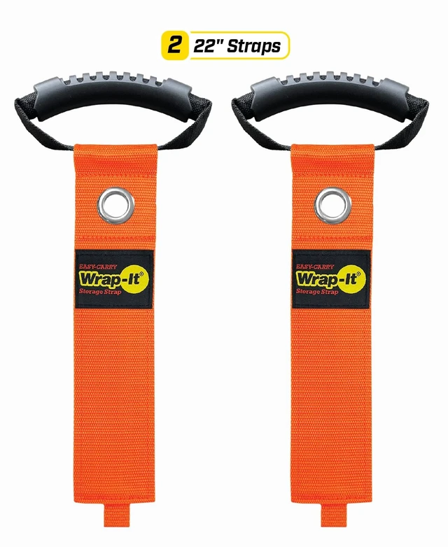 Alt view image 3 of 7 - Easy-Carry Straps - 22 (2-Pack) Blaze Orange with Grommet Extension Cord Storage Holders and Carrying Straps for Garden Hose Storage