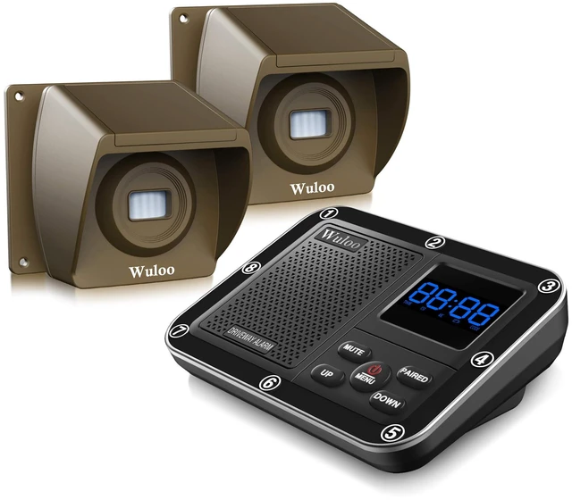 Main image of Wireless Driveway Alarm 1800 Feet Long Range Motion Sensor Alert System Driveway Detector for Home with 1800mAh Rechargeable Battery (1&2-Brown)