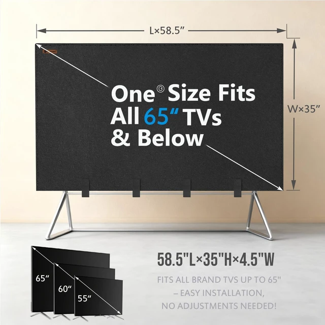 Alt view image 2 of 7 - TV Cover for Moving, 60"-65" Tear Resistance Thick Felt TV Cover Reusable Anti-Scratch TV Screen Protector, TV Dust Covers with Bottom Straps, TV Wrapping for Packing, Storage, Renovation