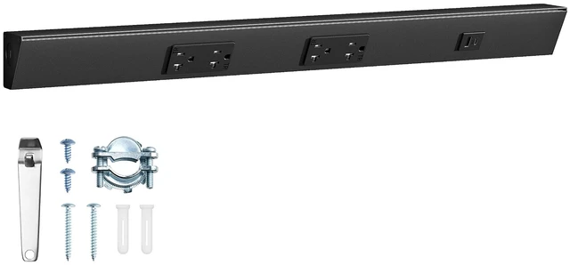 Main image of Under Cabinet Power Strip Hardwired, 24 inch, 20 Amp 2 Standard TR Outlets with USB-A & USB-C, Modular Extension System (No Cutting),Power Strip for Kitchen, ETL Listed, Black