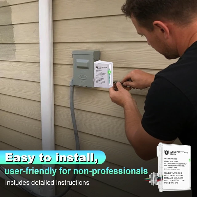 Alt view image 7 of 7 - AG3000 HVAC Surge Protector 120/240V, Whole House Surge Protective Device for Mini Split and AC
