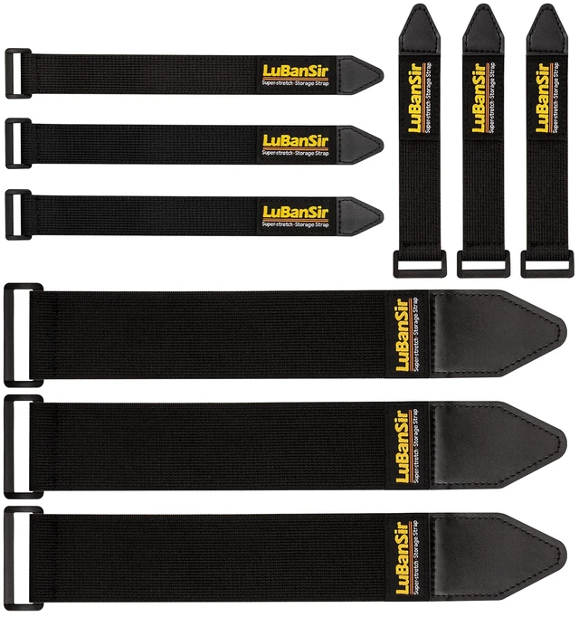 Main image of Cinch Straps, Assorted 9 Pack6/9/12 Super-Stretch Storage Straps Fit House, Garage, Workshop, Boat, Car Organization