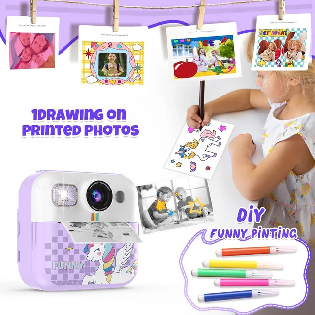 Alt view image 4 of 7 - Kids Instant Print Camera, 1080P Printable Camera Toys for Girls Boys 3-10 Toddler Camera with 3 Rolls of Photo Paper, Christmas Birthday Gifts for Girls Boys Age 3 4 5 6 7 8 9 10 Year Old