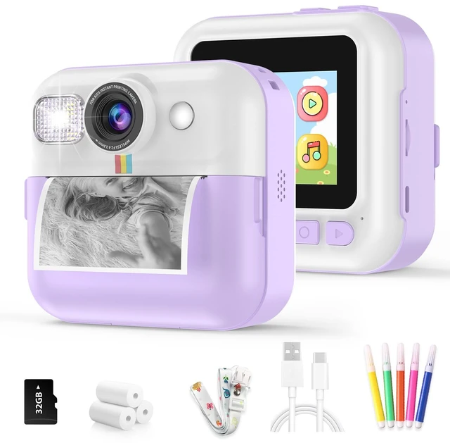 Main image of Instant Print Camera for Kids, Children Digital Video Camera Toddler Toys Portable Toddler Print Camera Toy for Kids, Christmas Birthday Gifts for Girls Age 3 4 5 6 7 8 9 10 Year Old