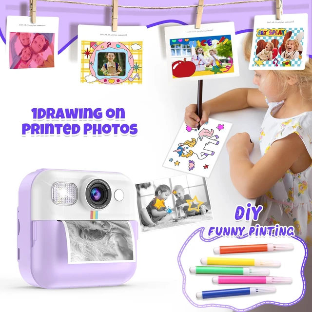 Alt view image 4 of 7 - Instant Print Camera for Kids, Children Digital Video Camera Toddler Toys Portable Toddler Print Camera Toy for Kids, Christmas Birthday Gifts for Girls Age 3 4 5 6 7 8 9 10 Year Old