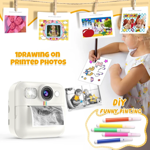 Alt view image 5 of 7 - Kids Camera Instant Print, Toddler Travel Selfie Video Camera Toy for Girls Toddler Camera Toys for Kids with Color Pens, Christmas Birthday Gifts for Girls Age 3 4 5 6 7 8 Year Old