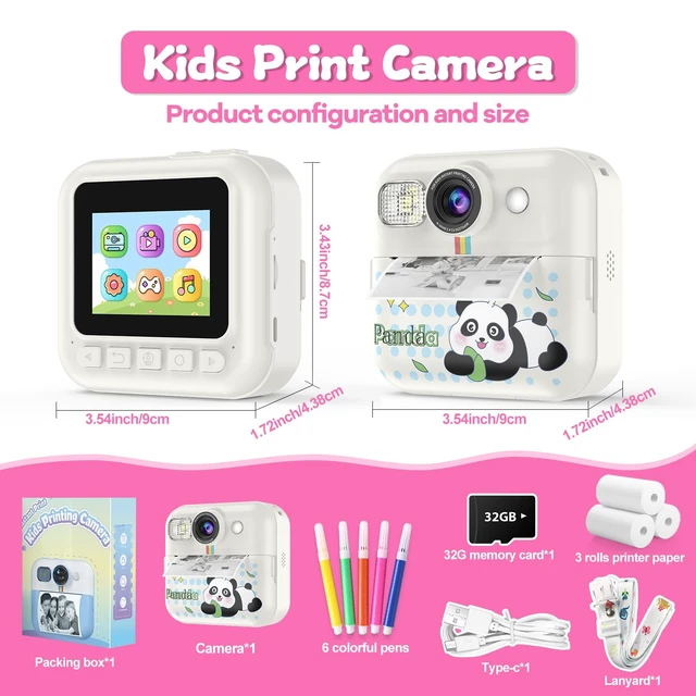 Alt view image 6 of 7 - Kids Camera Instant Print, Toddler Camera Toy Birthday Gifts for Girls 3-10 Instant Print Camera for Kids with 3 Rolls of Photo Paper, Christmas Birthday Gifts for Girls Age 3 4 5 6 7 8 9 10 Year Old