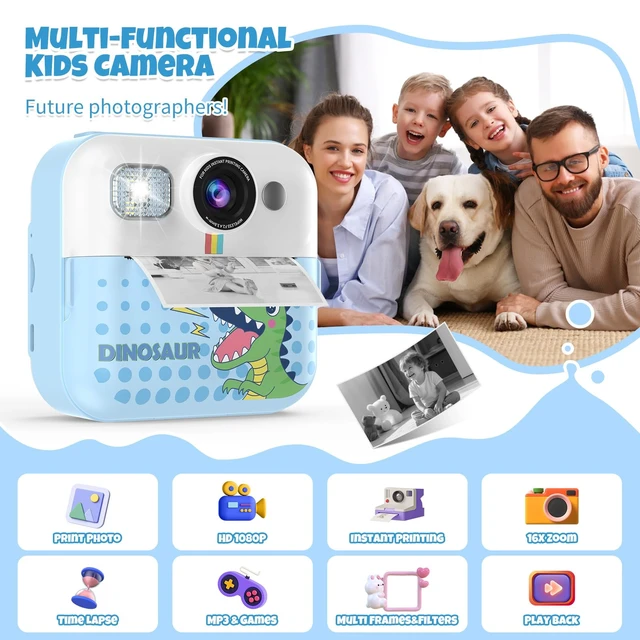 Alt view image 2 of 7 - Instant Print Camera for Kids, Toddler 1080P Toys Printable Selfie Cameras, Christmas Birthday Gifts for Girls Boys Age 3-10 with 3 Roller Photo Paper(Blue)