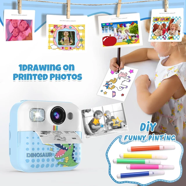 Alt view image 4 of 7 - Instant Print Camera for Kids, Toddler 1080P Toys Printable Selfie Cameras, Christmas Birthday Gifts for Girls Boys Age 3-10 with 3 Roller Photo Paper(Blue)