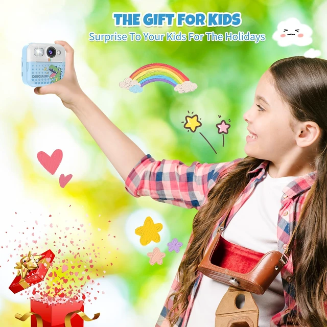 Alt view image 7 of 7 - Instant Print Camera for Kids, Toddler 1080P Toys Printable Selfie Cameras, Christmas Birthday Gifts for Girls Boys Age 3-10 with 3 Roller Photo Paper(Blue)