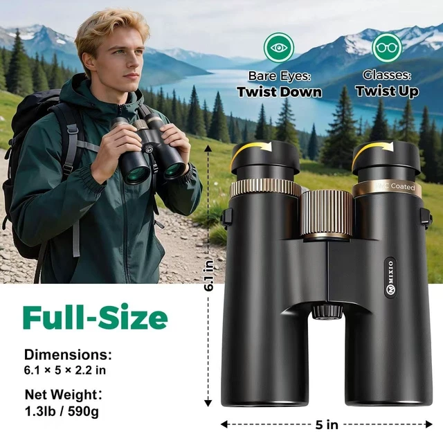 Alt view image 2 of 7 - 12x42 Binoculars for Adults High Powered Waterproof with Large View Professional HD Binoculars BAK4 Prism FMC Lens Bird Watching Binoculars for Cruise Ship Hunting Camping Travel Sport Safari